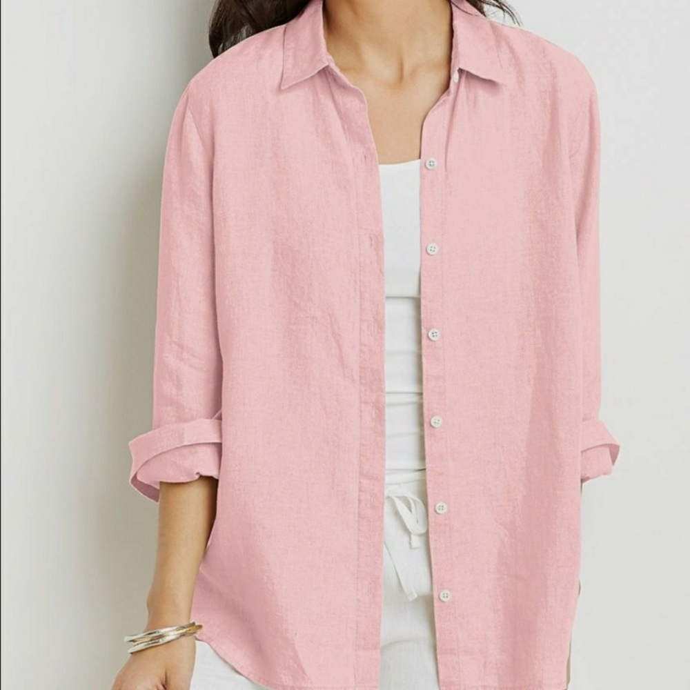Love linen J. Jill button down shirt pink Petite